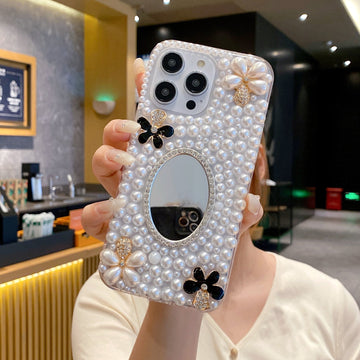 Pearl With Mirror Silicon Phone Case For iPhone