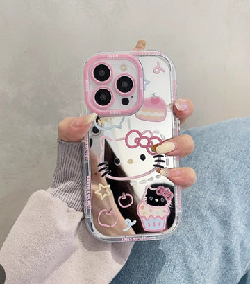 Lovely Hello Kitty Mirror Silicon Phone Cases For iPhone