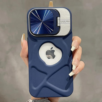 LuxuryKase Rugged Shockproof Case Kickstand Camera Lens Protector | 3D Textured Grip | Logo Window | Soft Silicone Bumper -