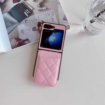 Samsung Galaxy Z Flip Magsafe Case Luxury CC Leather Magnetic Wireless Charging Card Wallet Case