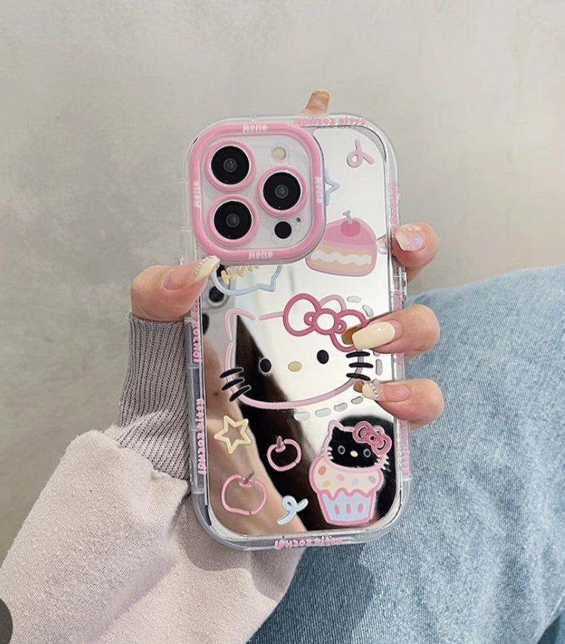 Lovely Hello Kitty Mirror Silicon Phone Cases For iPhone