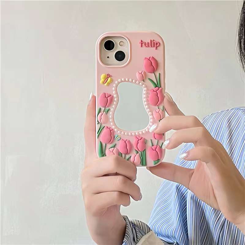 Tulip Mirror Silicon Phone Case For iPhone