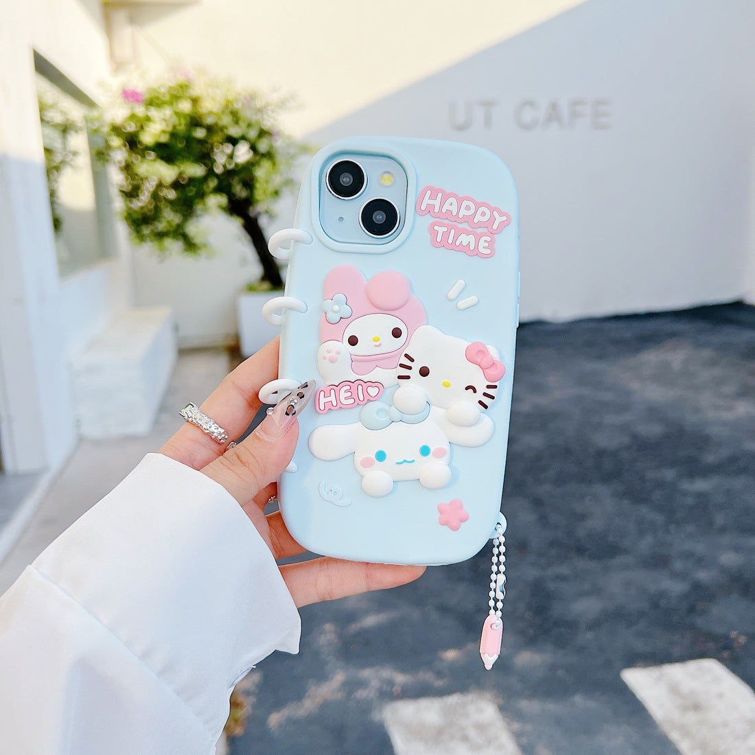 Spiral Happy Time Kitty Silicon Phone Case For iPhone