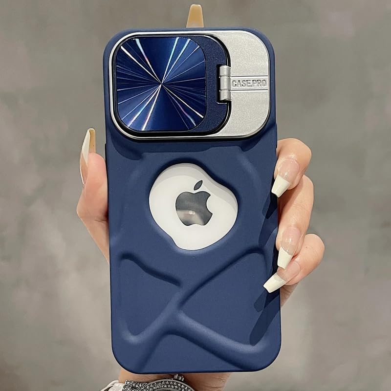 LuxuryKase Rugged Shockproof Case Kickstand Camera Lens Protector | 3D Textured Grip | Logo Window | Soft Silicone Bumper -