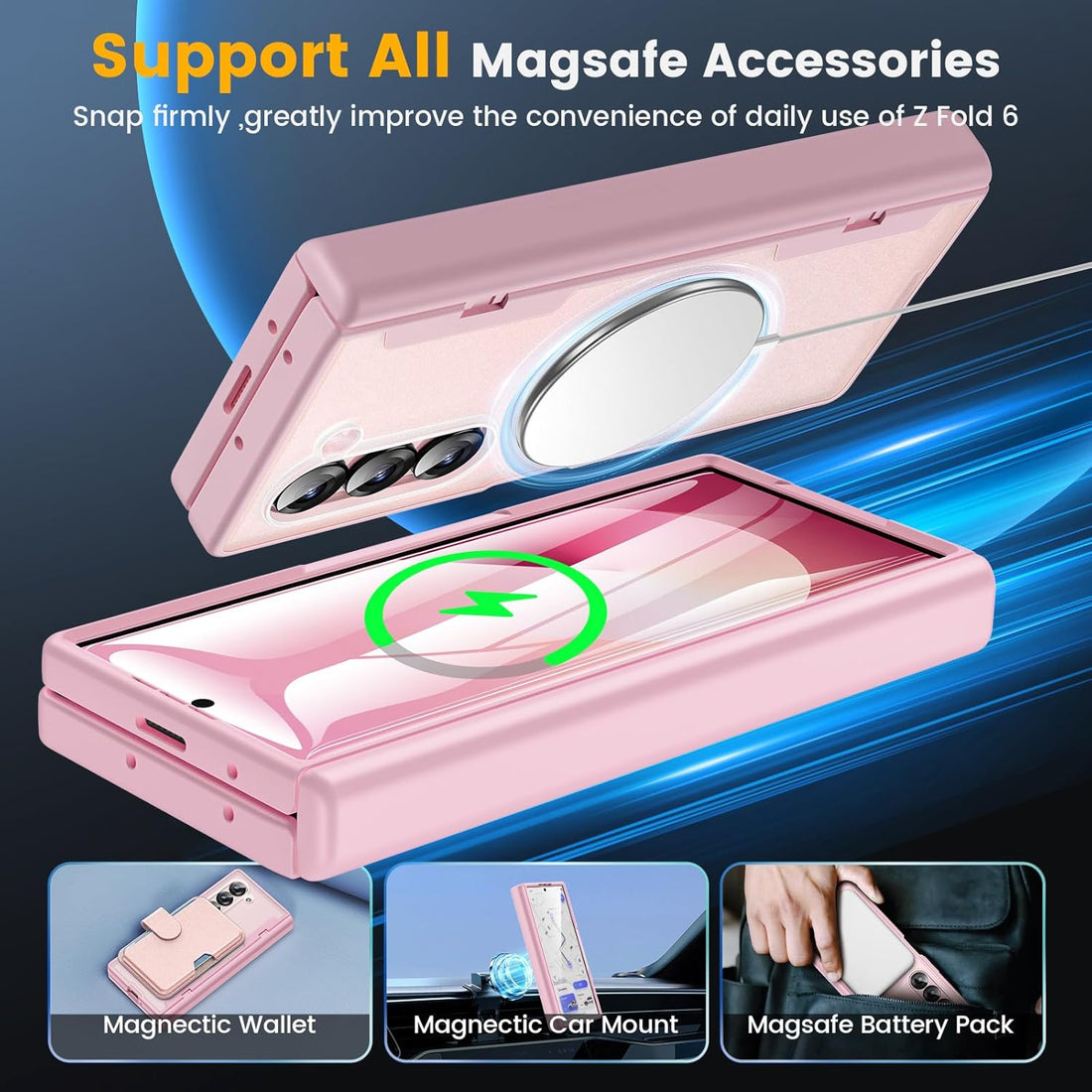 Caka for Samsung Galaxy Z Fold Case [Magnetic Charging]