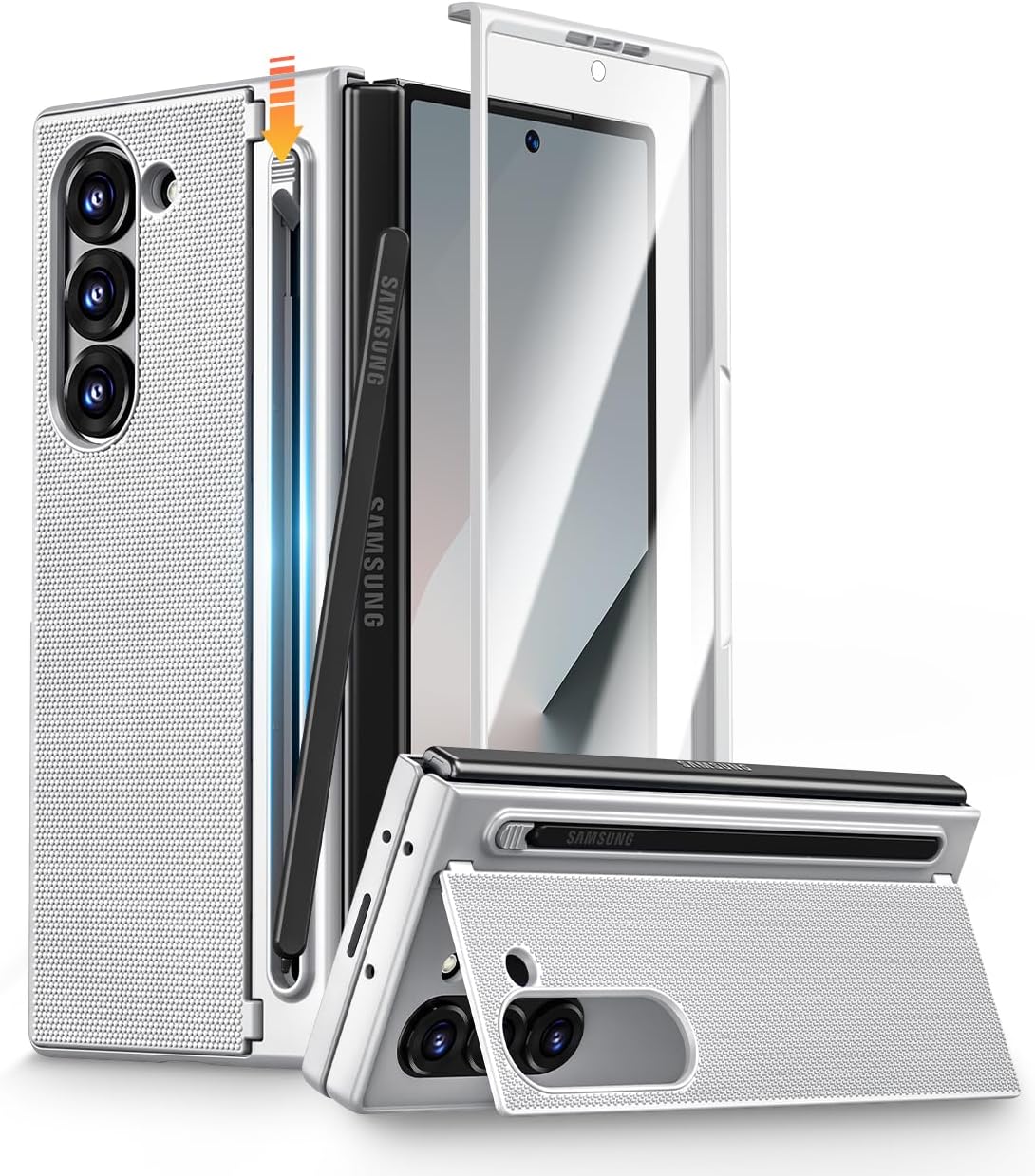Caka for Galaxy Z Fold 6 Case with S Pen Holder Slot Hidden Kickstand