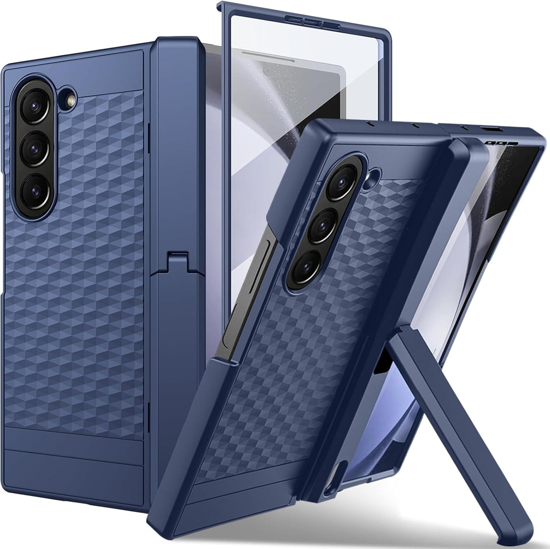 Hinged Case for Samsung Galaxy Z Fold , 3D Geometric Hinge Case with Kickstand