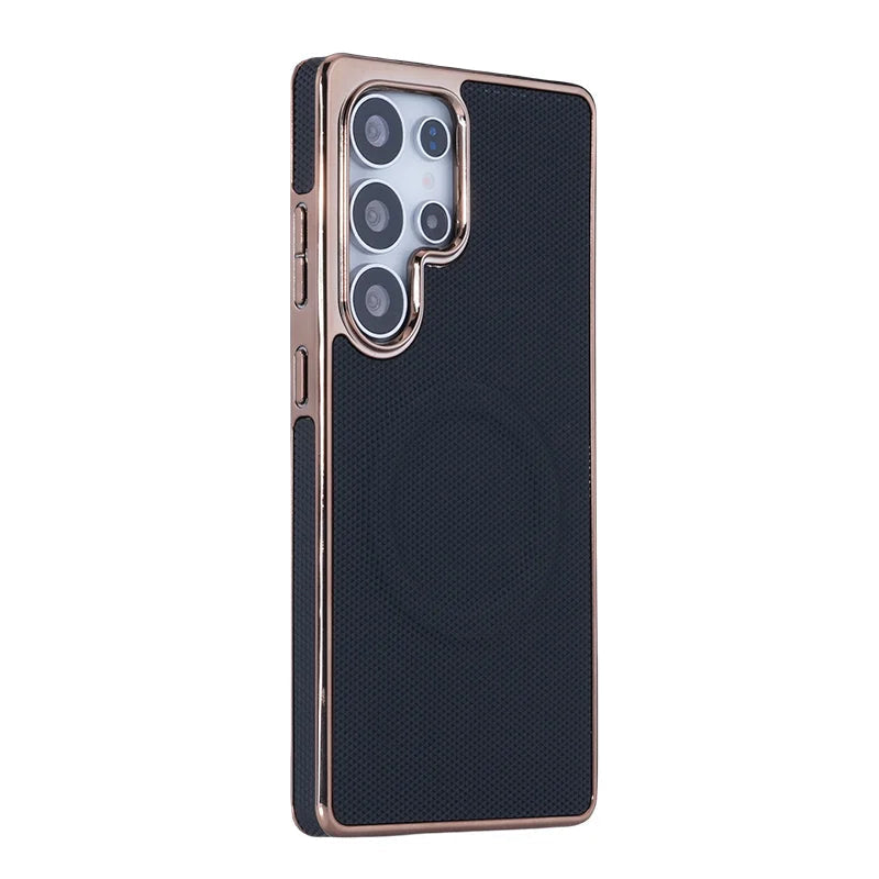 Plating Soft Edge Leather Magnetic Case for Samsung Galaxy