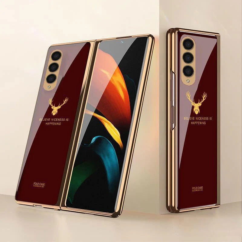 Galaxy Z Luxurious Deer Pattern Inspirational Glass Case
